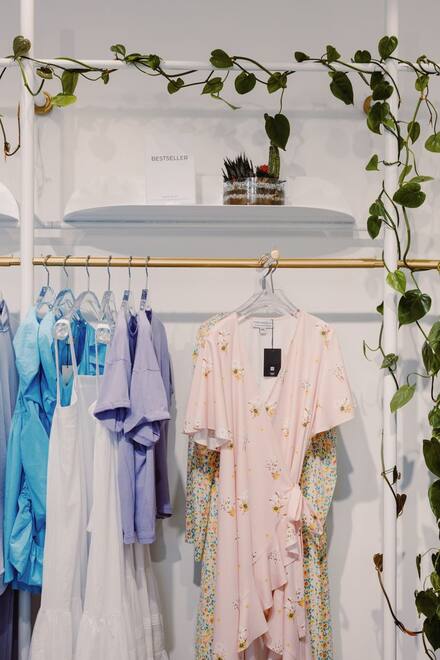 Clothing rail in a bright boutique